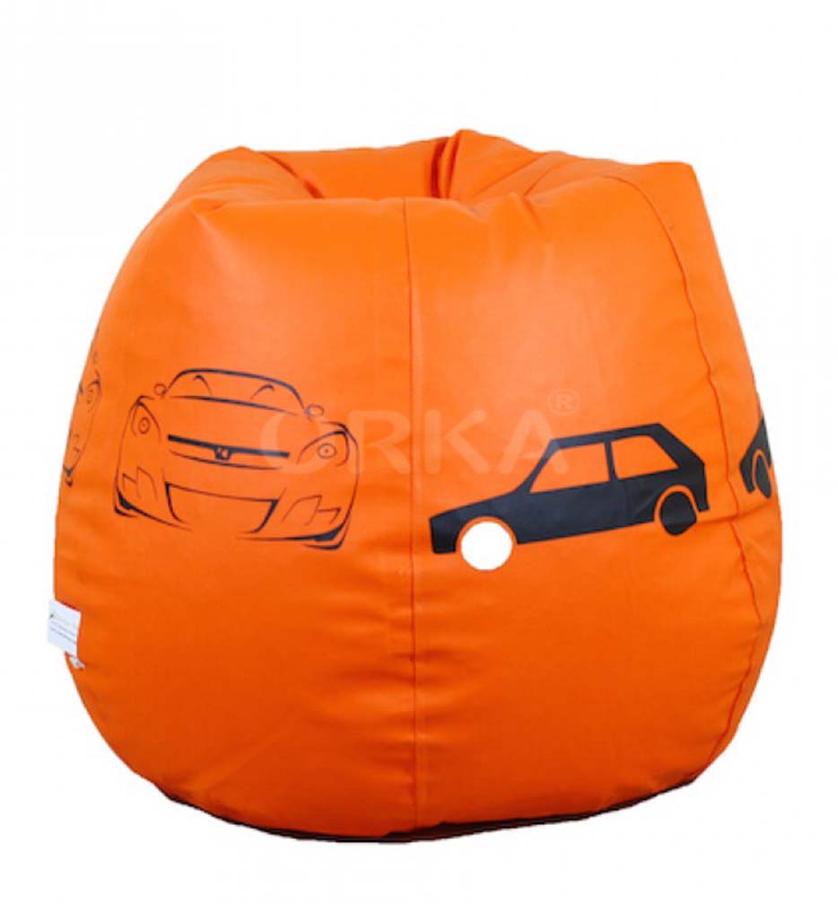 Orka Digital Printed Orange Bean Bag Car Theme  