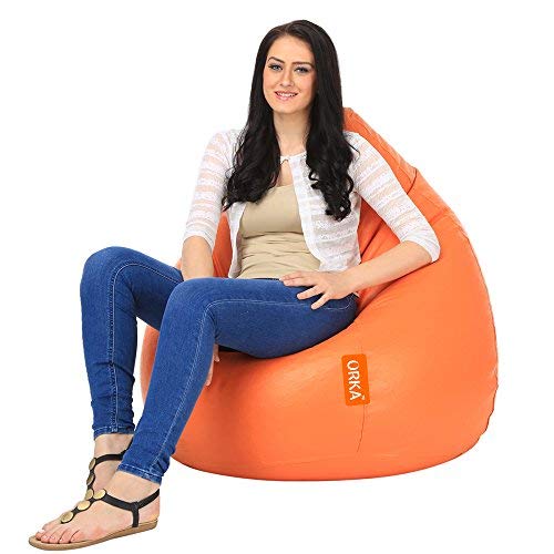 ORKA Classic Bright Orange Bean Bag With Matching Puffy
