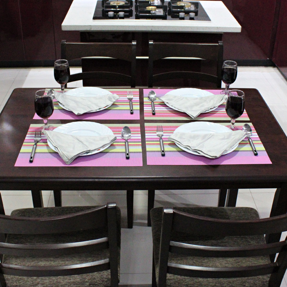 ORKA PVC Dining Table Placemat 4-Piece Set, Multicolour  