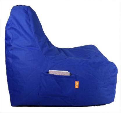 Orka Triangle Bean Bag Tango Blue Chair With Puffy  