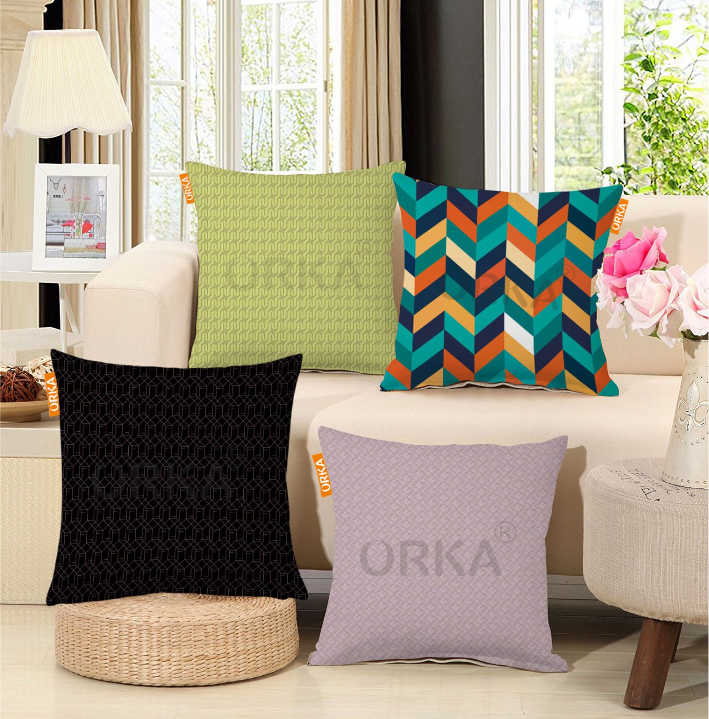 ORKA Set Of 4  Digital Printed Cushion 2  
