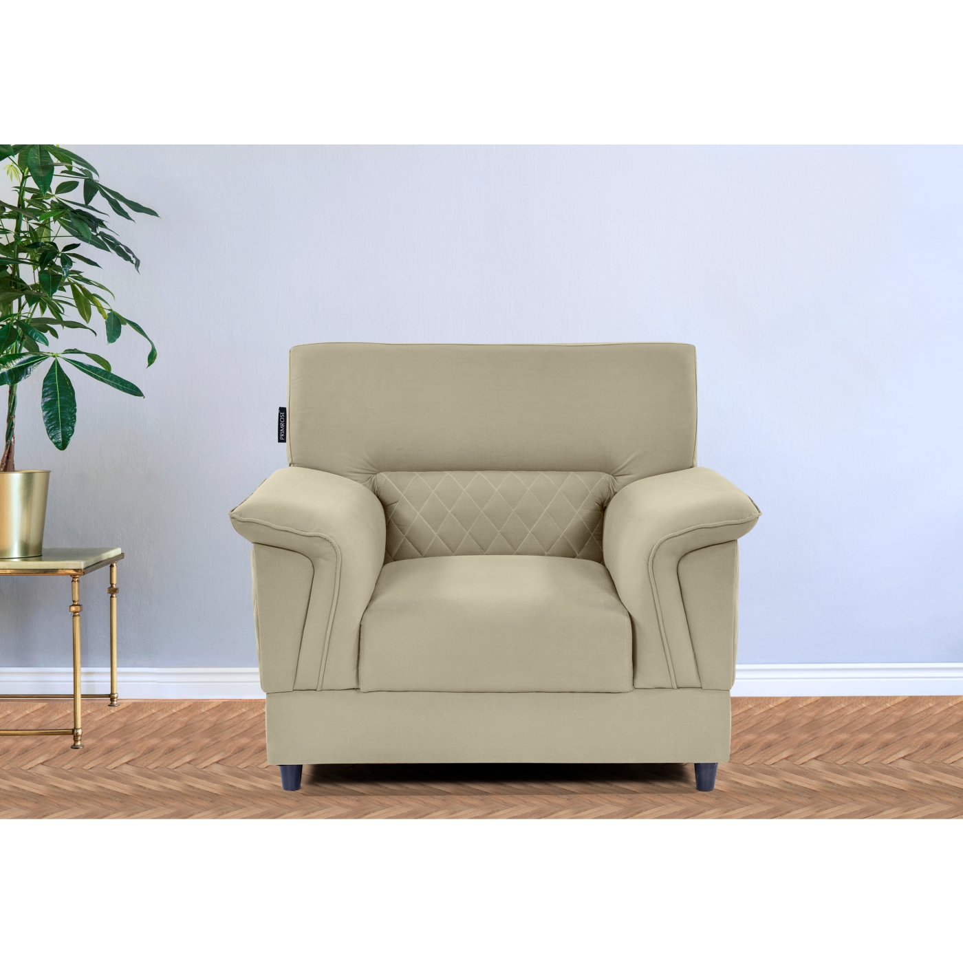 PRIMROSE Twilight Faux Linen Fabric Single Seater Sofa Set 