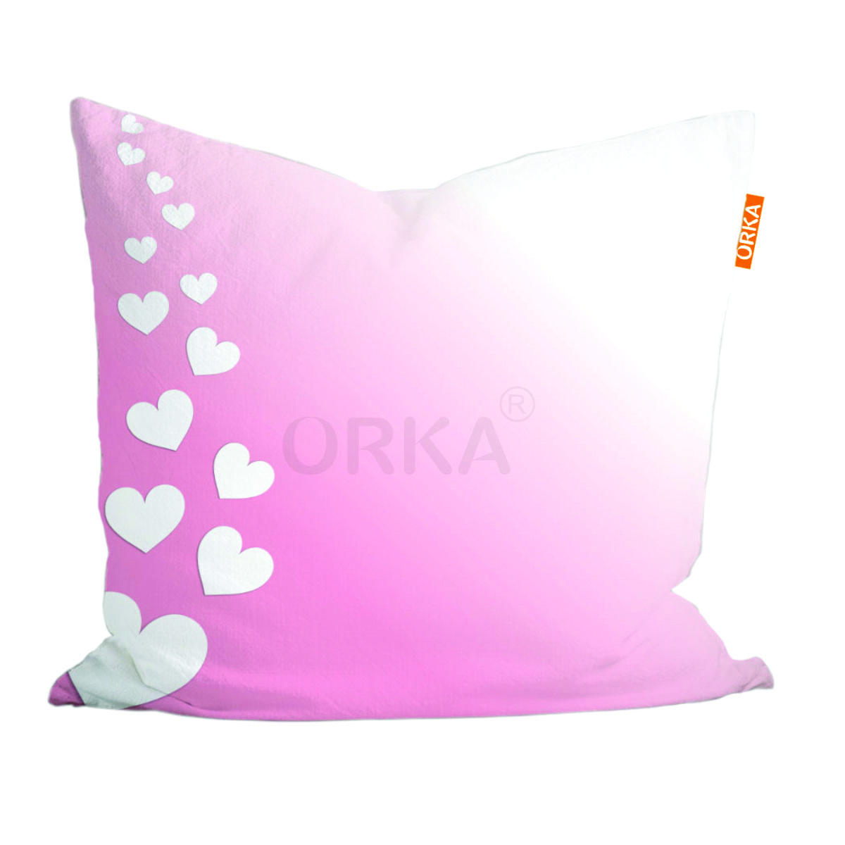 ORKA Valentine Heart Design Theme Digital Printed Cushion - Pink White  