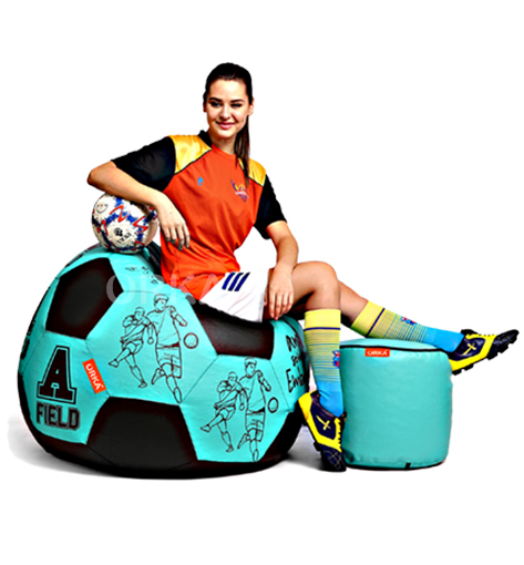 ORKA Digital Printed Sports Bean Bag Blue Football Theme    