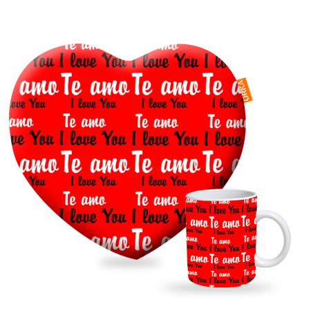 ORKA Valentine Theme Heart Cushion & Coffee Mug Combo 68  