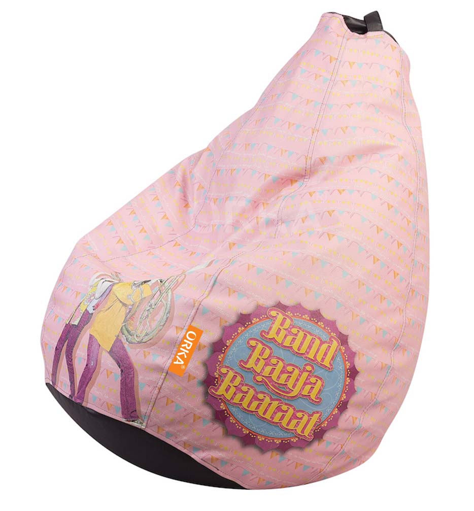 Orka Digital Printed Bean Bag BBB Pink Bollywood Theme   XXL  With Beans 