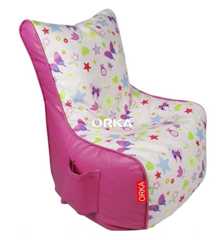 ORKA Digital Printed Purple Turtle Bean Chair Butterfly Theme