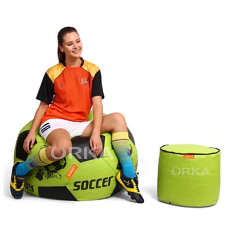 ORKA Digital Printed Sports Bean Bag Super Power Yellow Football Theme  