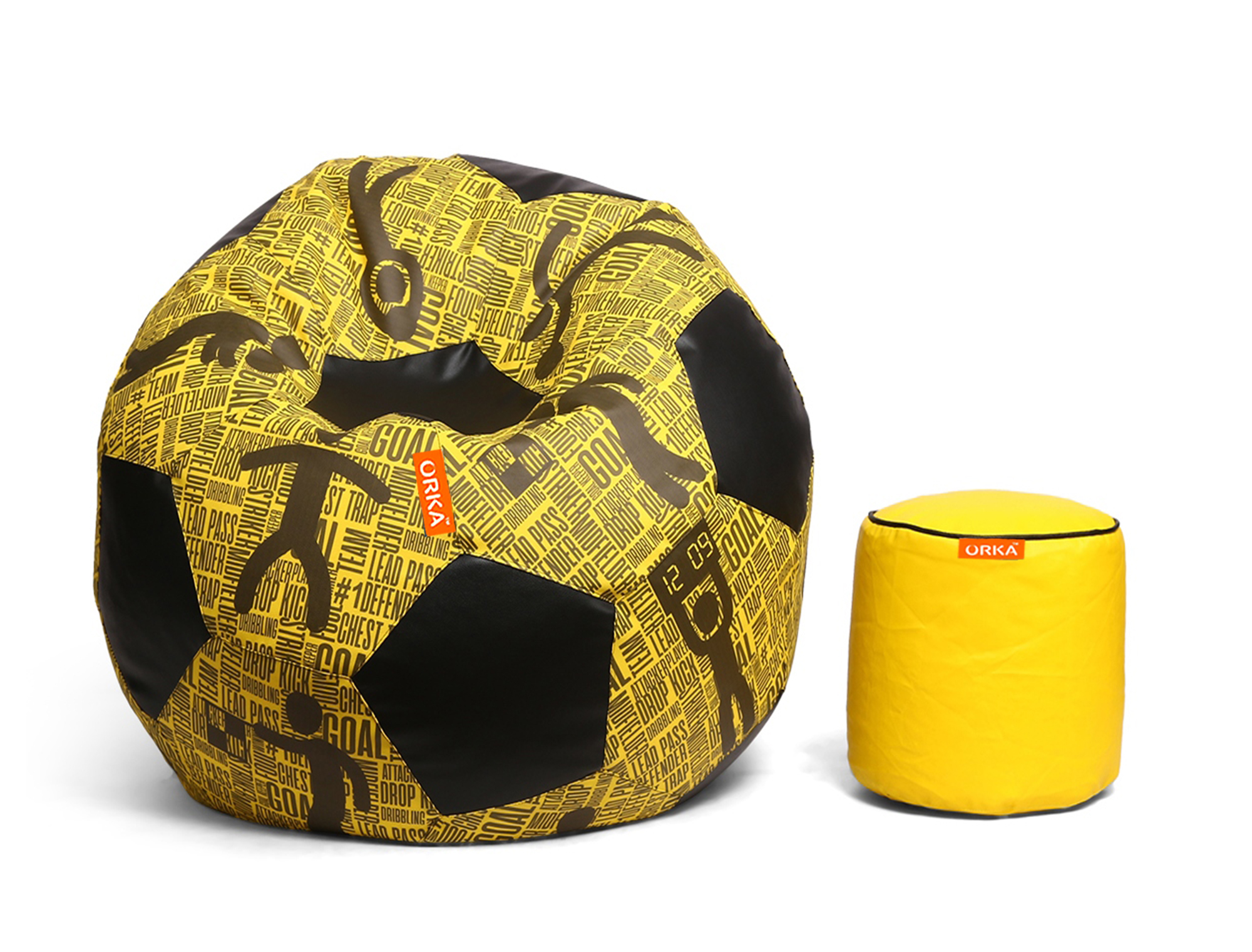 ORKA Digital Printed Sports Bean Bag Yellow Goalkeeper Theme    