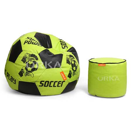 ORKA Digital Printed Sports Bean Bag Super Power Yellow Football Theme  