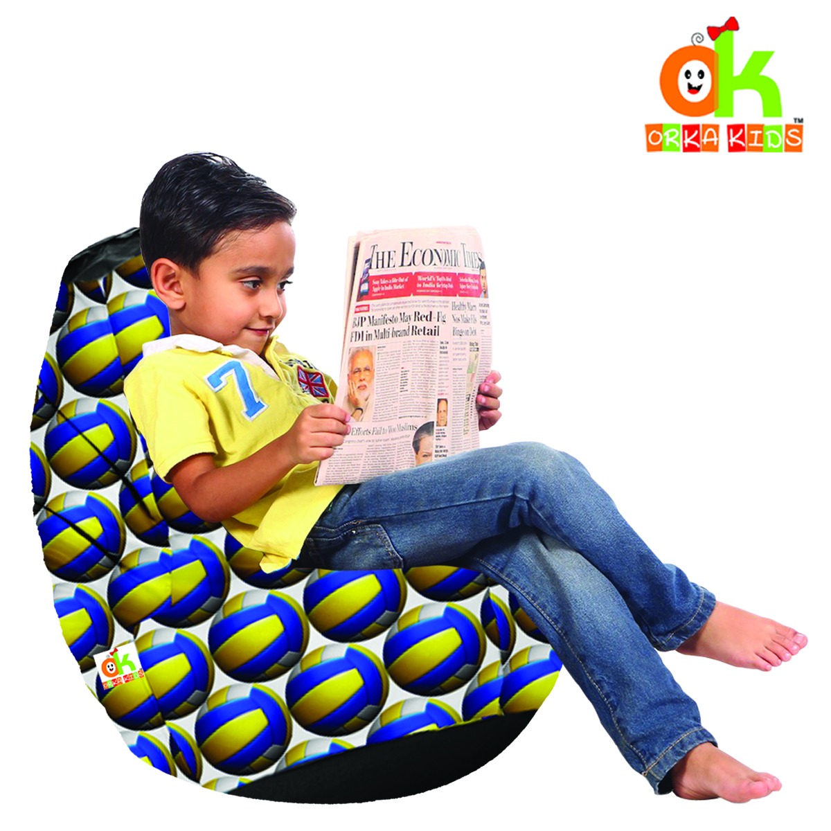 ORKA Kids Digital Printed Bean Bag Cover Without Beans_Multicolor  