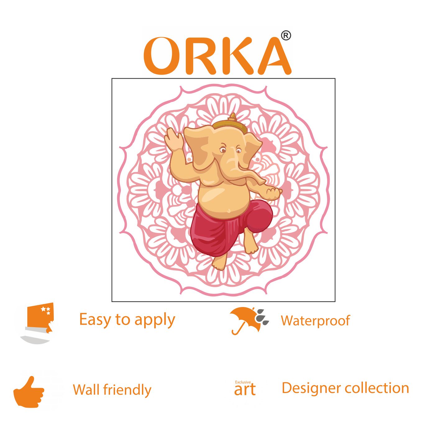 ORKA Lord Ganesha Theme Wall Sticker 12   XL 