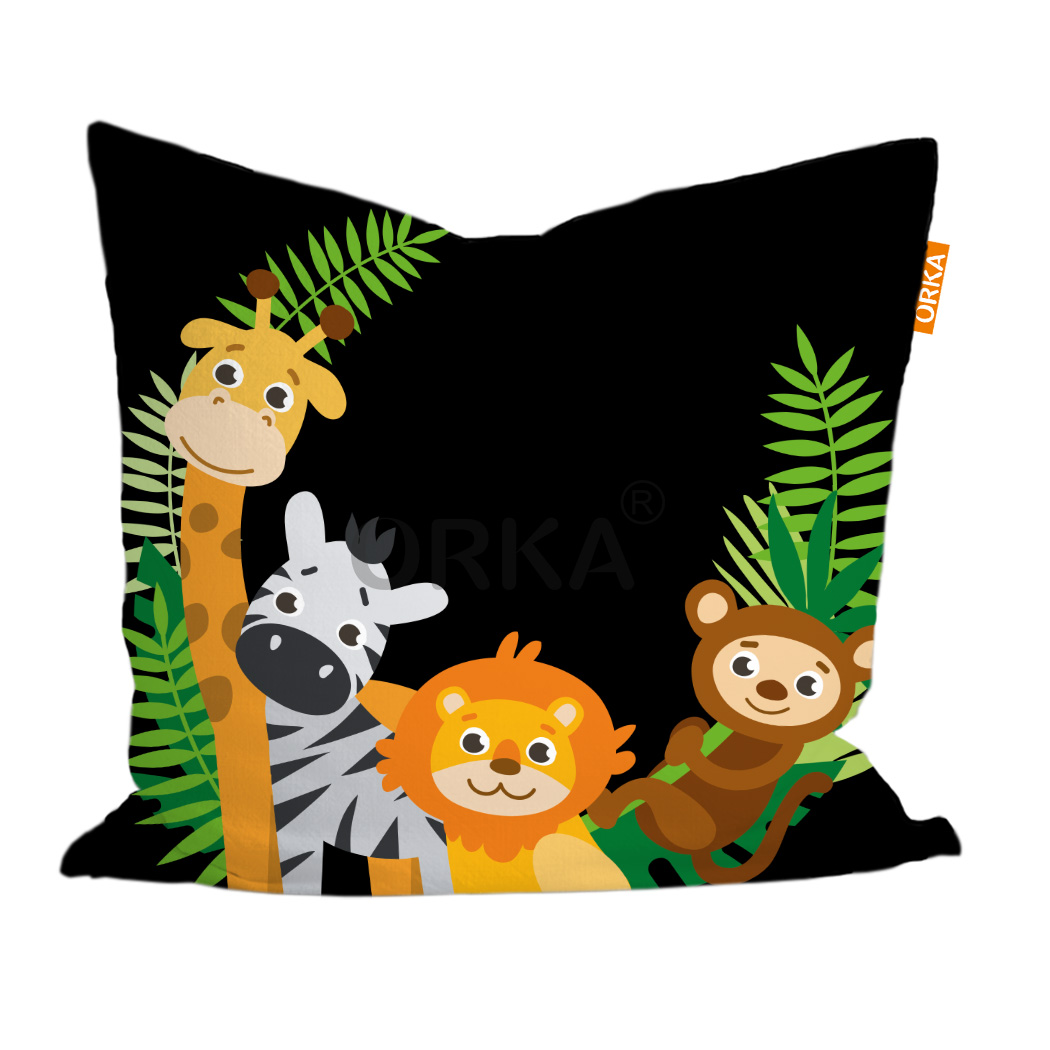 ORKA Kids Digital Printed Cushion Jungle Animal Theme  