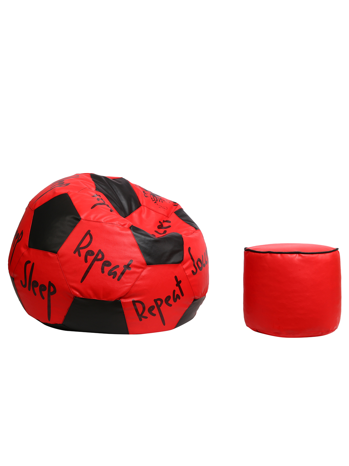 ORKA Digital Printed Sports Bean Bag Red Repeat Soccer Theme    