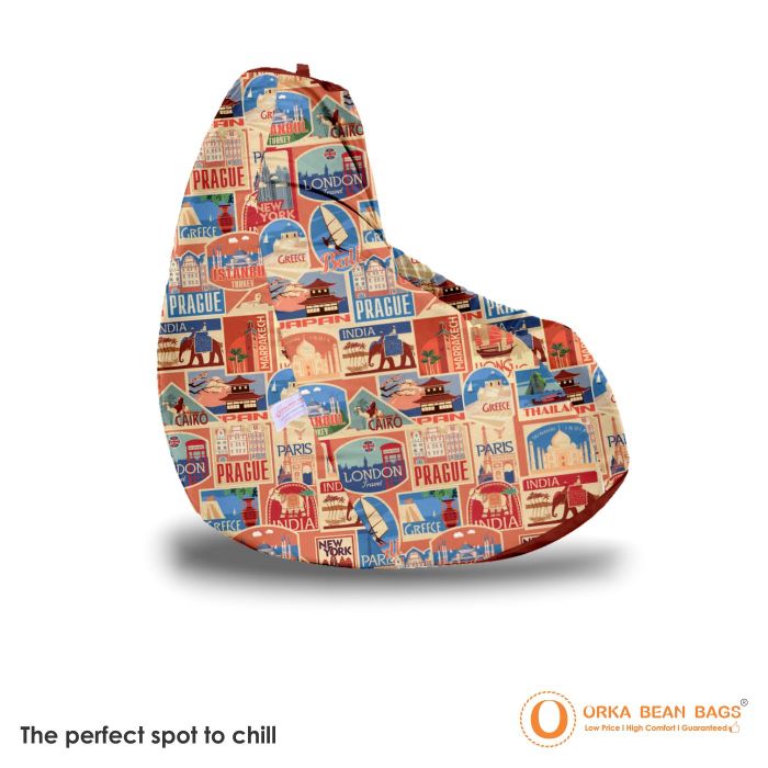 ORKA Digital Printed Design 19 Multicolor Bean Bag Kids  