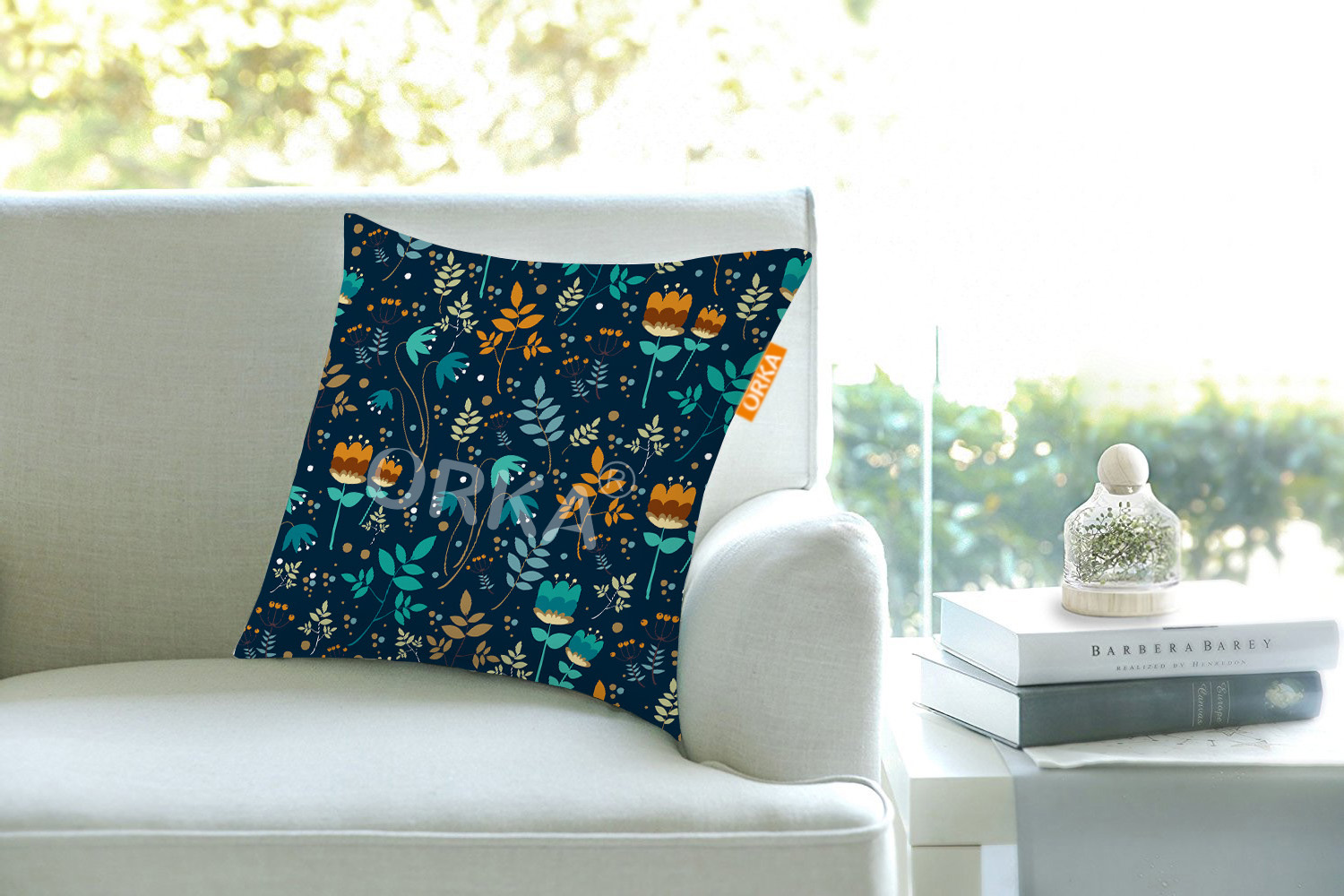 ORKA  Floral Theme Digital Printed Cushion   