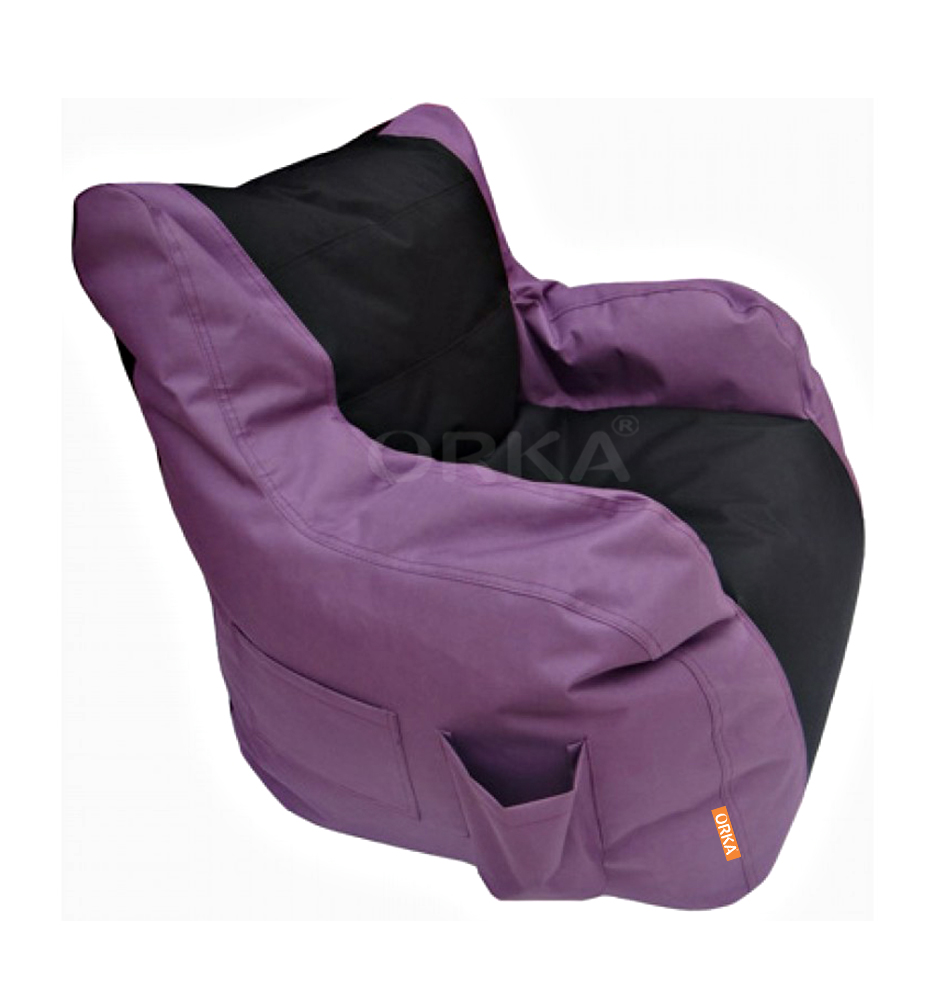 Orka Classic Pearly Purple Black Bean Bag Arm Chair  