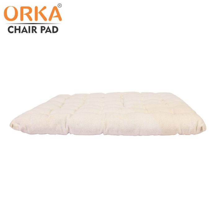 ORKA Cotton Fabric Chair Pad Seat Cushion Back Support Cushion With Tie, Cream (16 X 16 Inch)  