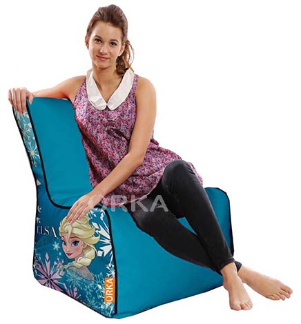 ORKA Digital Printed Blue Bean Chair Elsa Theme   XXL  Cover Only 