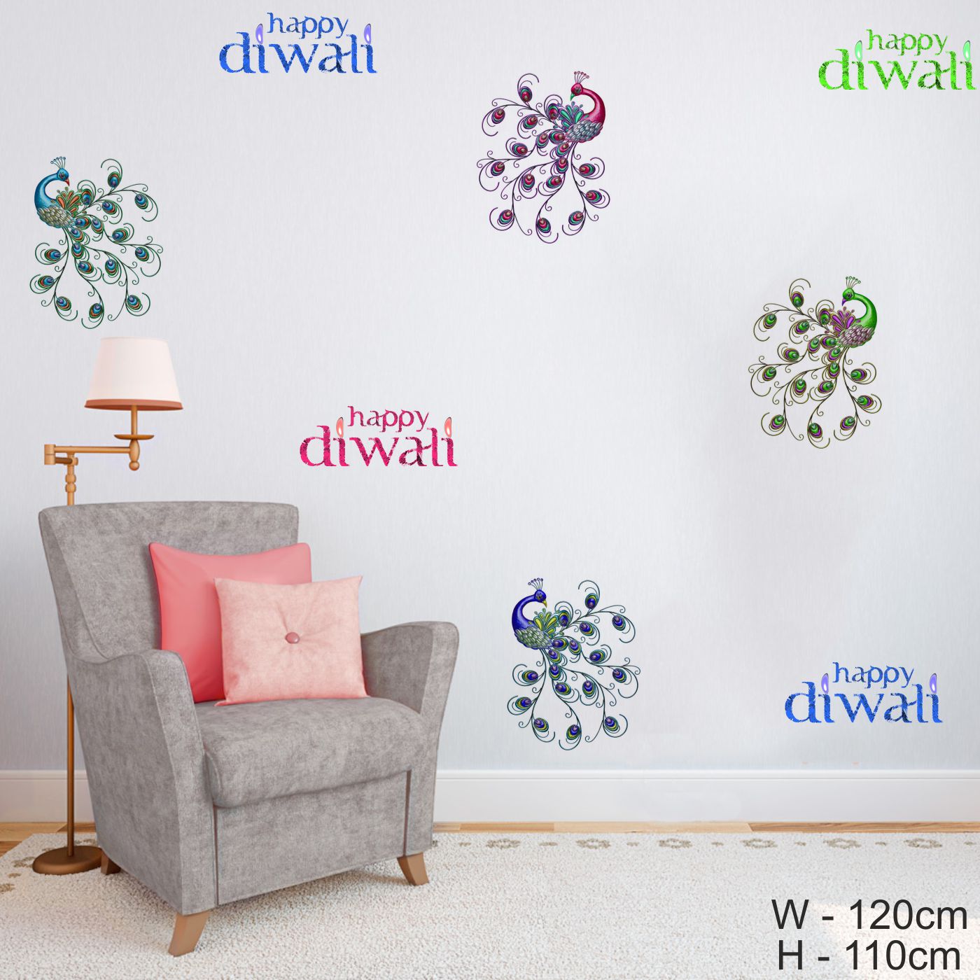 ORKA Diwali Wall Decal Sticker 56   XXL 