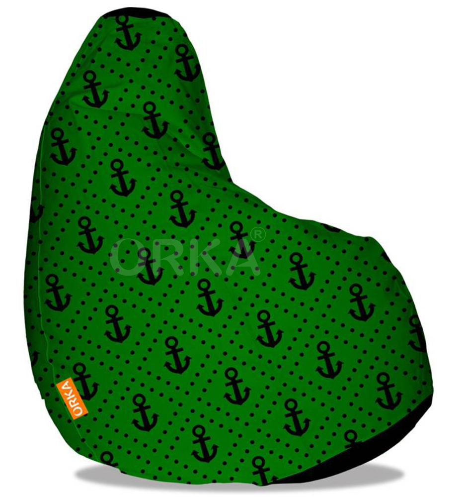 Orka Digital Printed Green Bean Bag Anchor Theme   XXL  Cover Only 