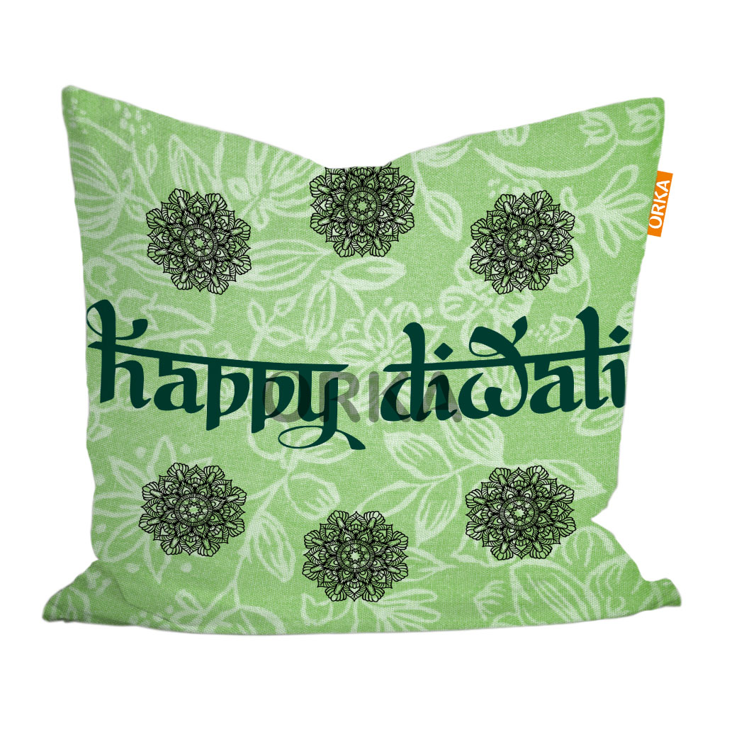 ORKA Digital Printed Diwali Cushion 14 X 14 Cover Only 