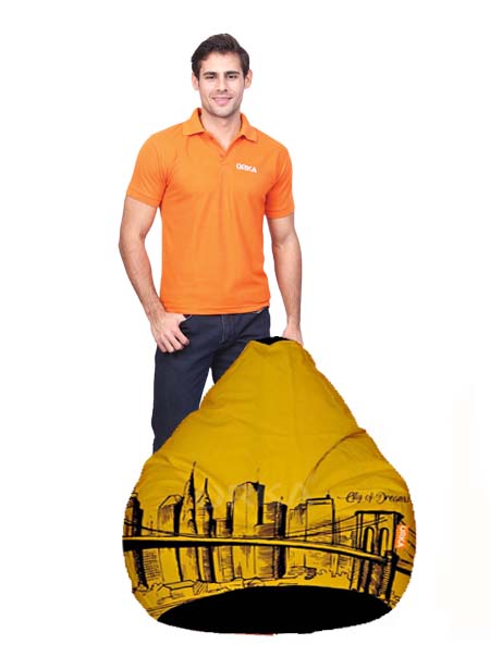 Orka Digital Printed Yellow Bean Bag City Of Dreams Theme  
