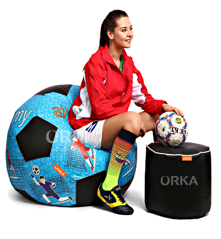 ORKA Digital Printed Sports Bean Bag Play Football Blue Theme  