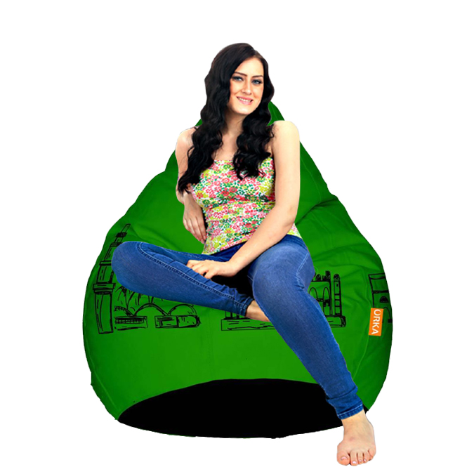 Orka Digital Printed Green Bean Bag Heritage Monuments Theme  