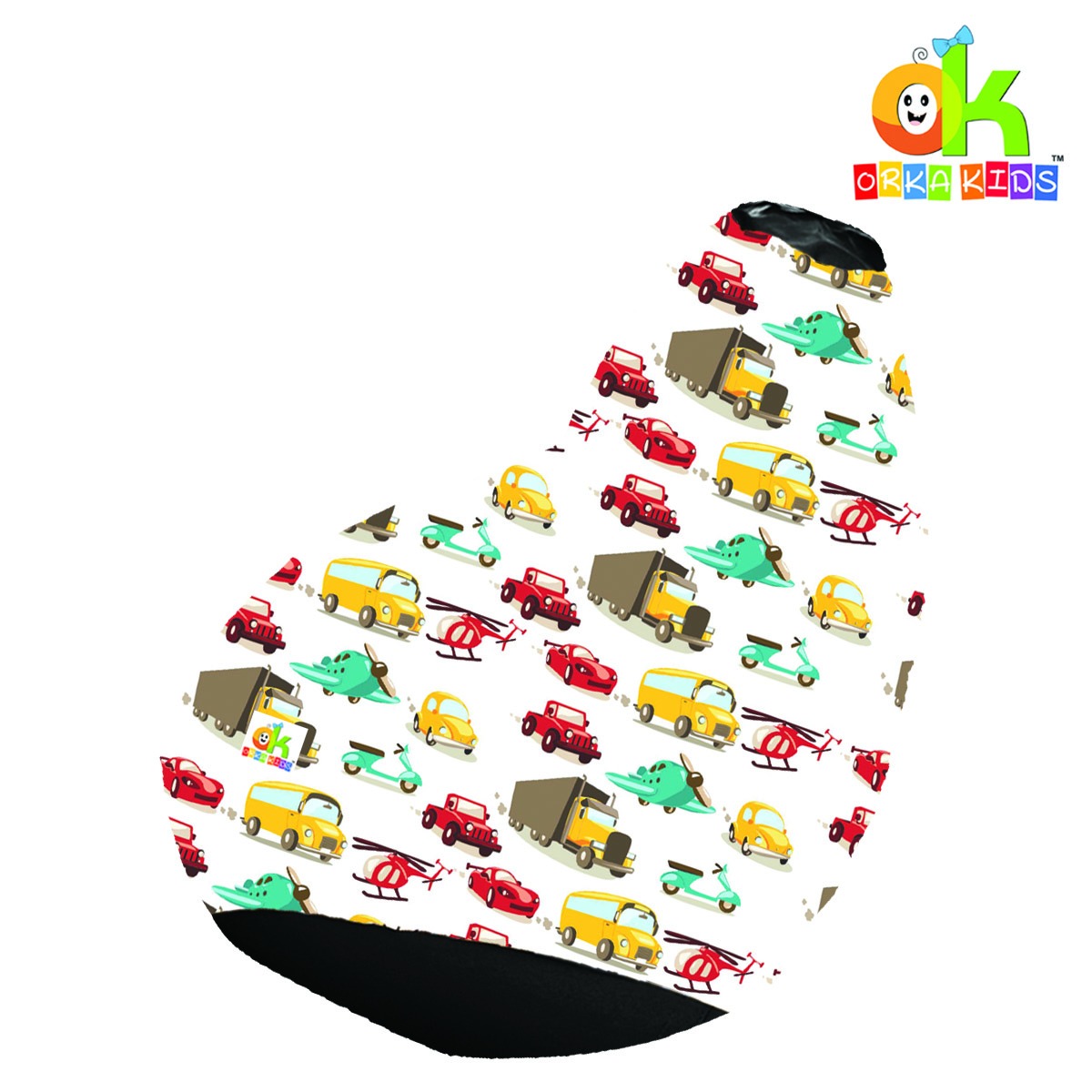 ORKA Kids Digital Printed57 Animated Vehicle Multicolor Bean Bag      