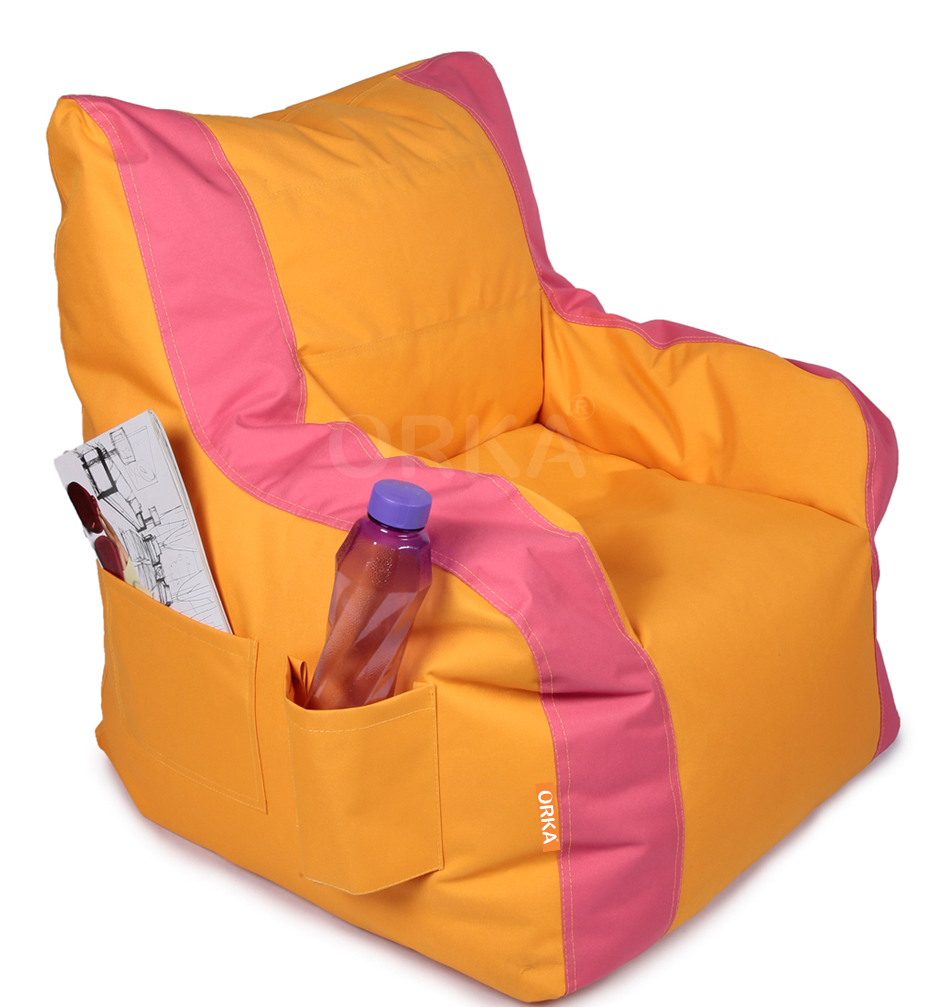 Orka Classic Yellow Pink Bean Bag Arm Chair  