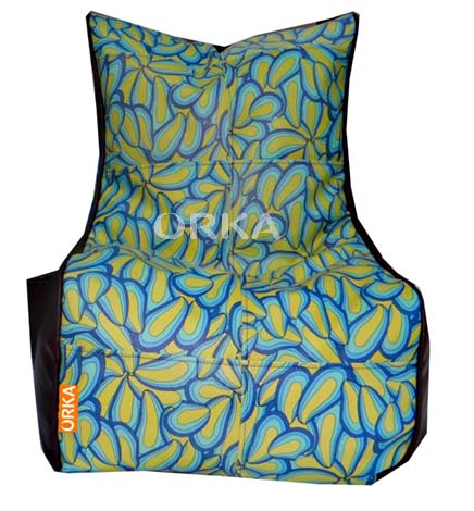 ORKA Digital Printed Brown Bean Chair Abstract Floral Theme  