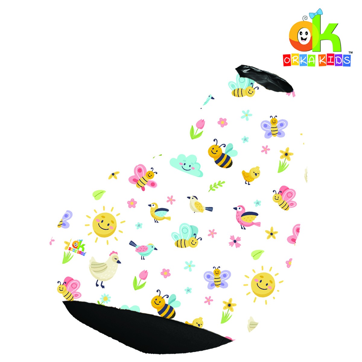 ORKA Kids Digital Printed Smiling Sun Multicolor Bean Bag Cover Without Beans 