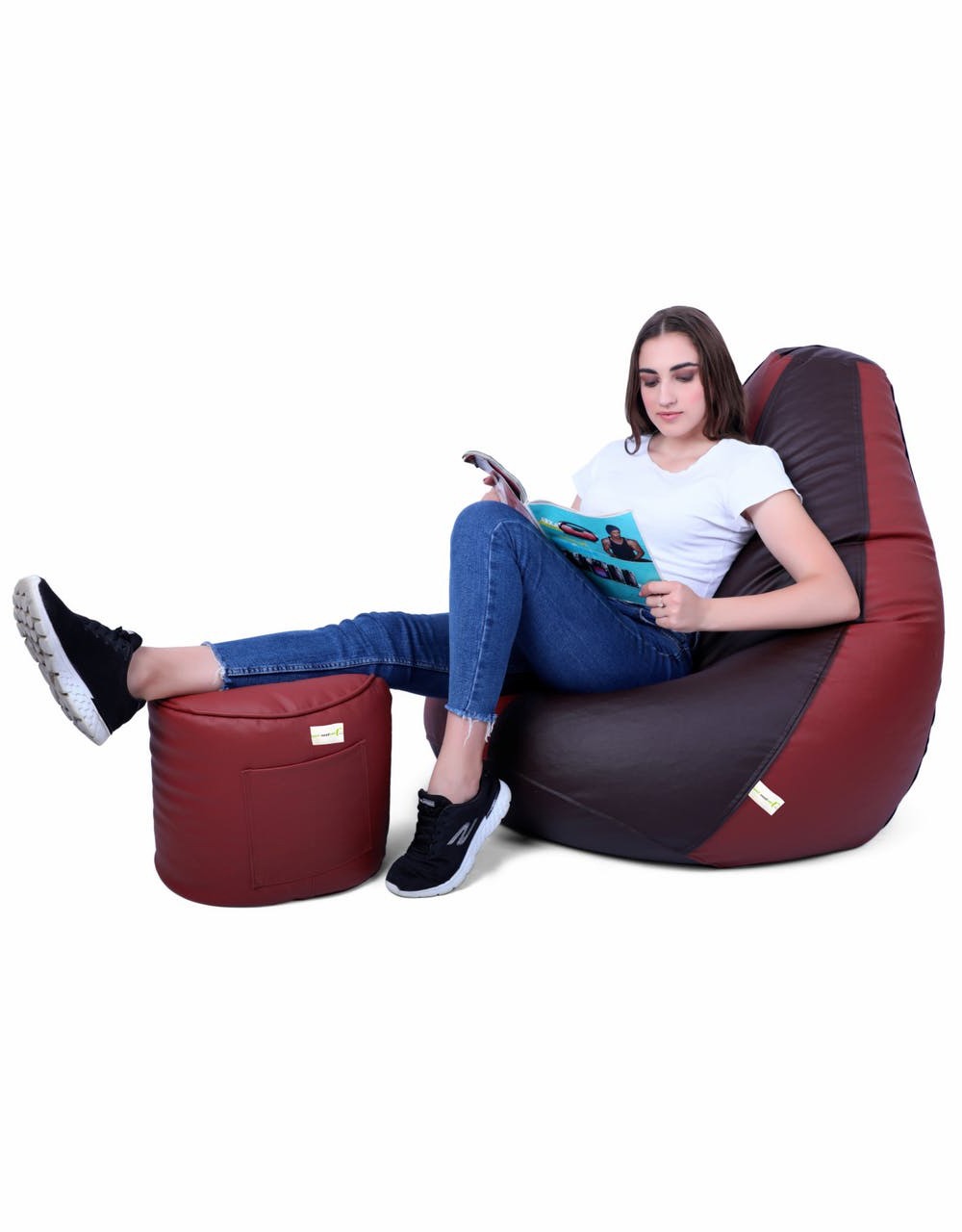 Can Bean Bags Classic Brown And Tan With Footstool   XXXL  Cover Only 