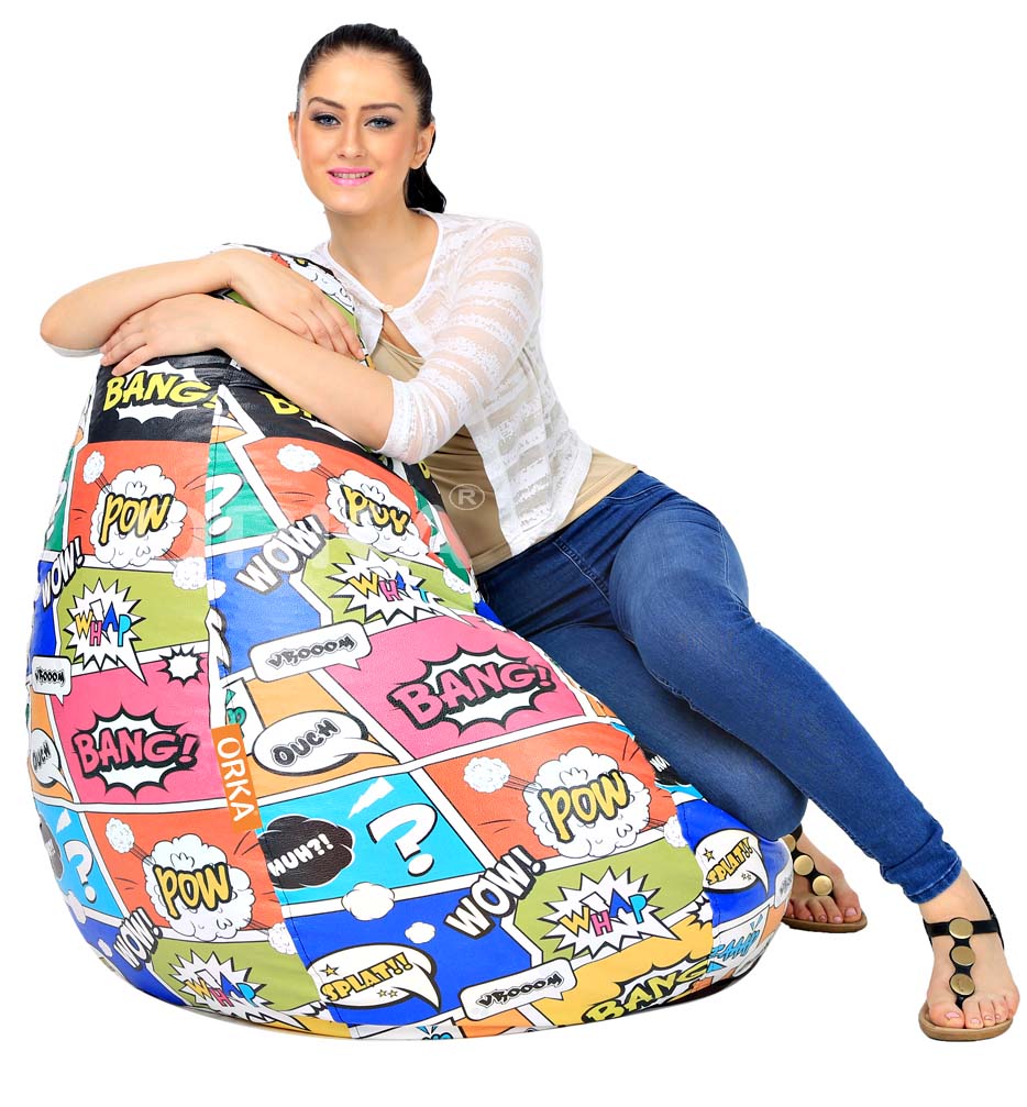 Orka Digital Printed Bean Bag Comic Exclamation Theme   XXL  Cover Only 