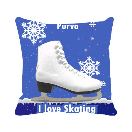 ORKA Digital Printed Personalized Canvas Filled With Polyfill Square Cushion 14 X 14 Inch (Skating)  