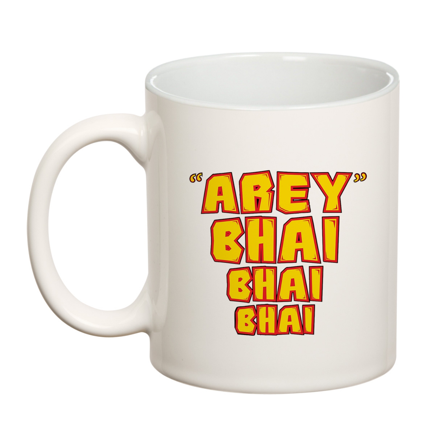 Orka Digital Printed Arey Bhai Rakhi Special Ceramic Coffee Mug White And Yellow  