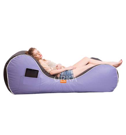 ORKA Bean Bag Purple Lounger With Double Layer Child Proof Locking  