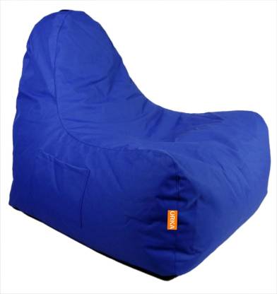 Orka Triangle Bean Bag Tango Blue Chair With Puffy  