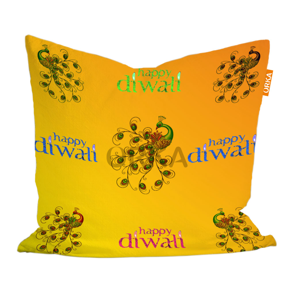 ORKA Digital Printed Diwali Cushion 24 16" X 16" Cover Only