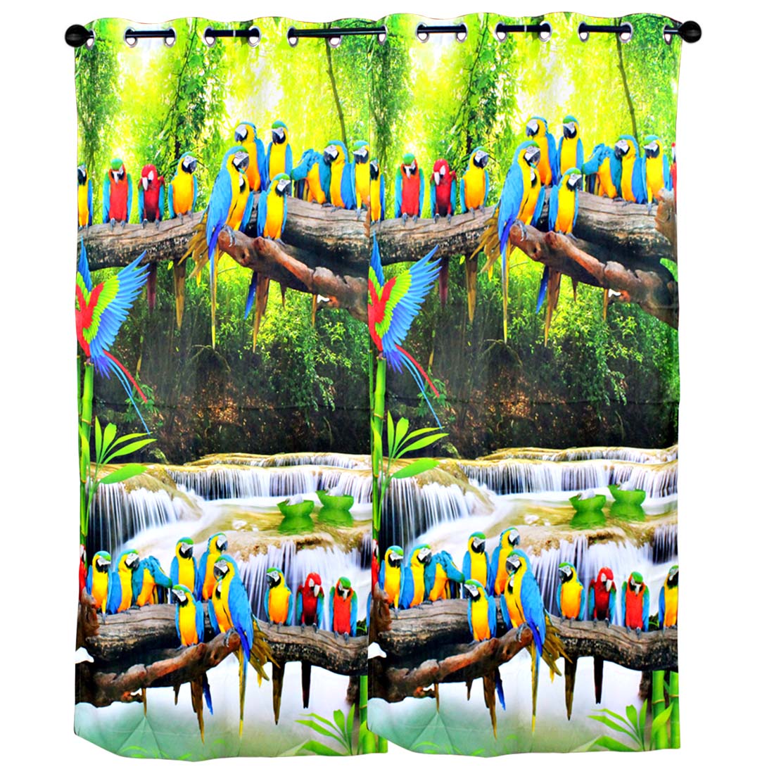ORKA Digital Printed Parrot Design Single Door Curtain  