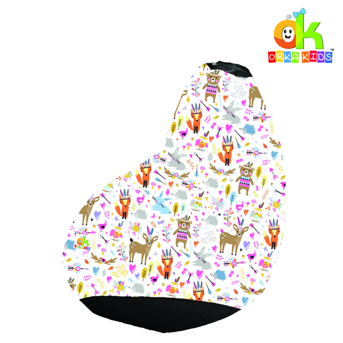 ORKA Kids Digital Printed82 Animals Birds Multicolor Bean Bag            