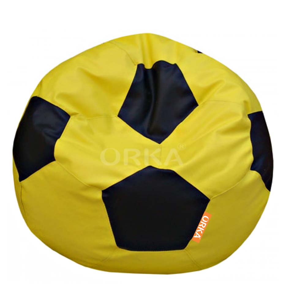 ORKA Classic Bright Yellow Black Football Sports Bean Bag   XXL  With Beans 