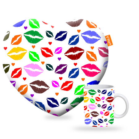 ORKA Valentine Theme Heart Cushion & Coffee Mug Combo 44  