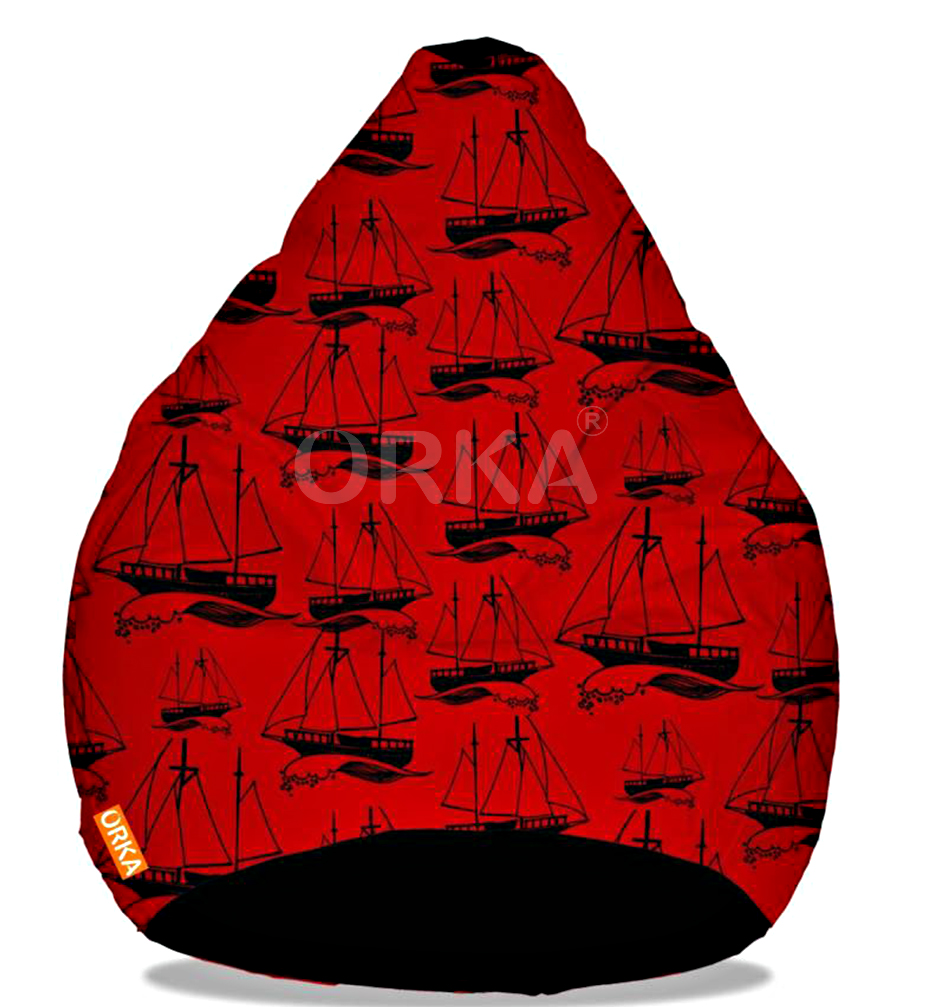 Orka Digital Printed Red Bean Bag Sailor Ocean Theme  