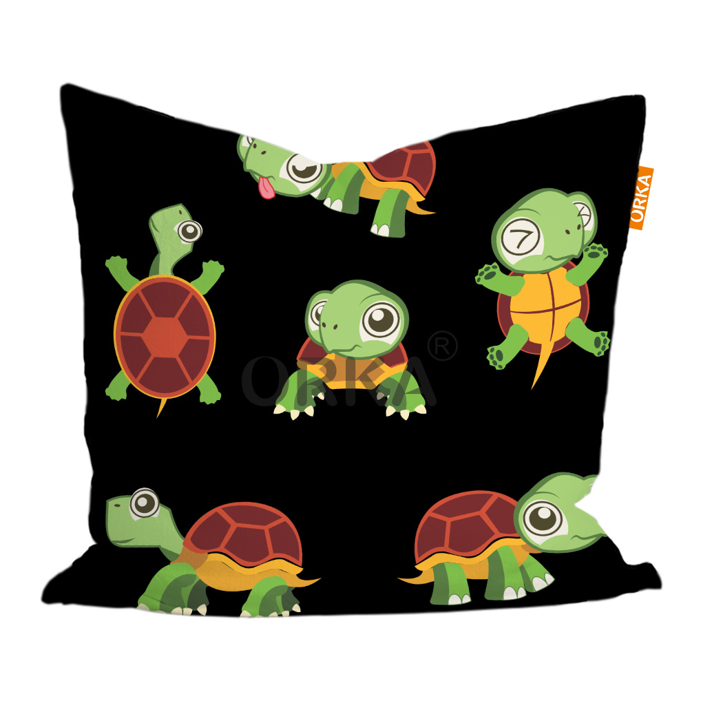 ORKA Kids Digital Printed Cushion Tortoise Theme 14"x14" Cover Only