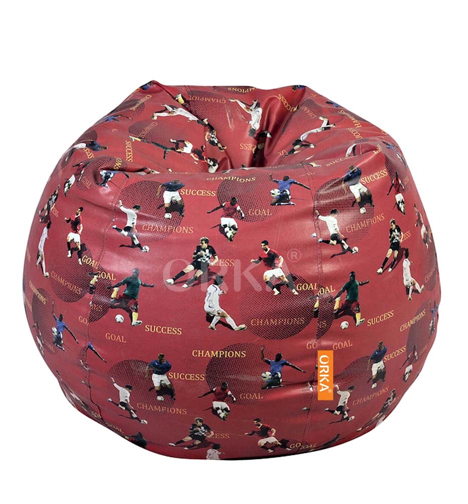 Orka Digital Printed Brown Bean Bag Football Theme   XXL  Cover Only 
