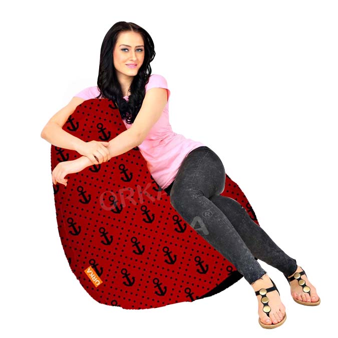 Orka Digital Printed Red Bean Bag Anchor Theme   XXL  Cover Only 