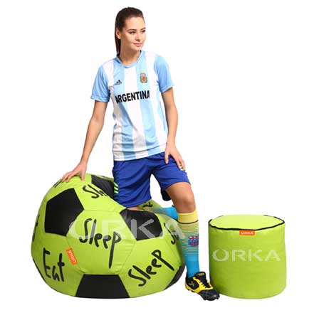 ORKA Digital Printed Sports Bean Bag Green Soccer Theme   XXL  Cover Only 