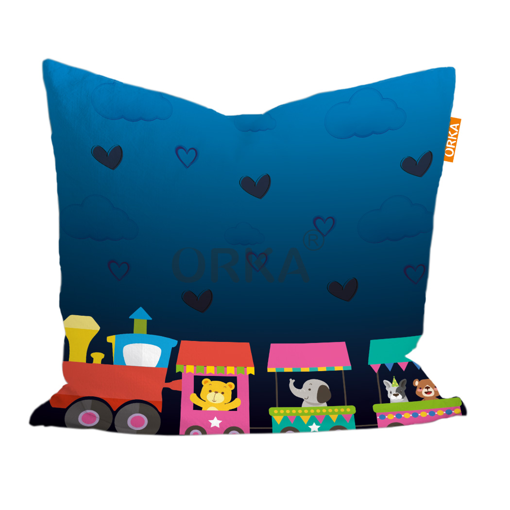 ORKA Kids Digital Printed Cushion Toy Train Theme  